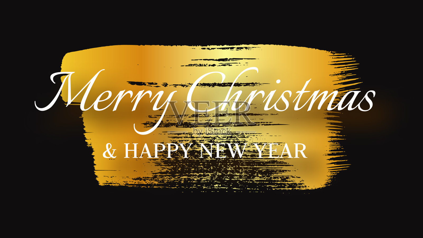 圣诞快乐，新年快乐，题词金色涂抹插画图片素材