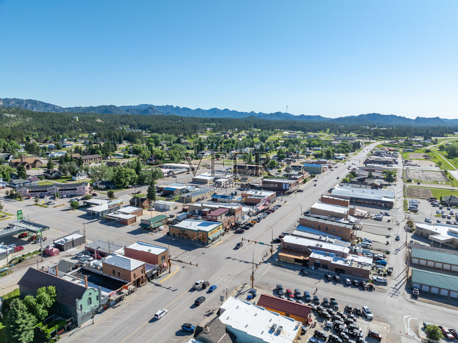 美国南达科他州卡斯特和美国16号公路鸟瞰图照片摄影图片