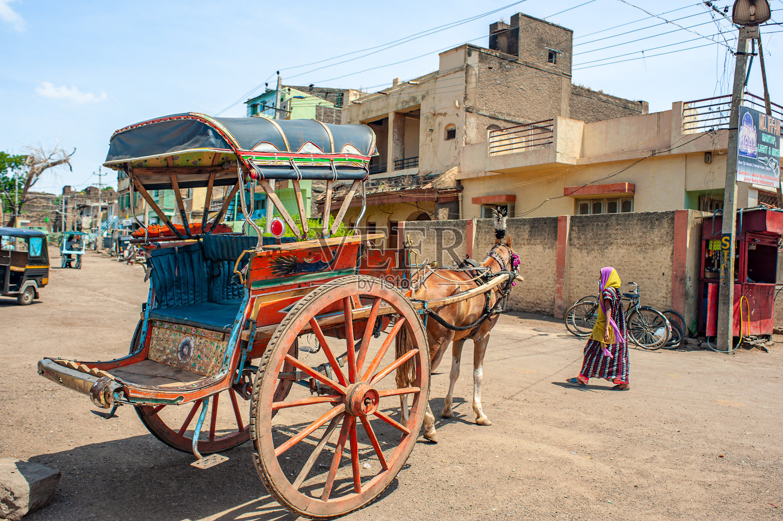 老式交通工具;汤加或马车Bijapur照片摄影图片
