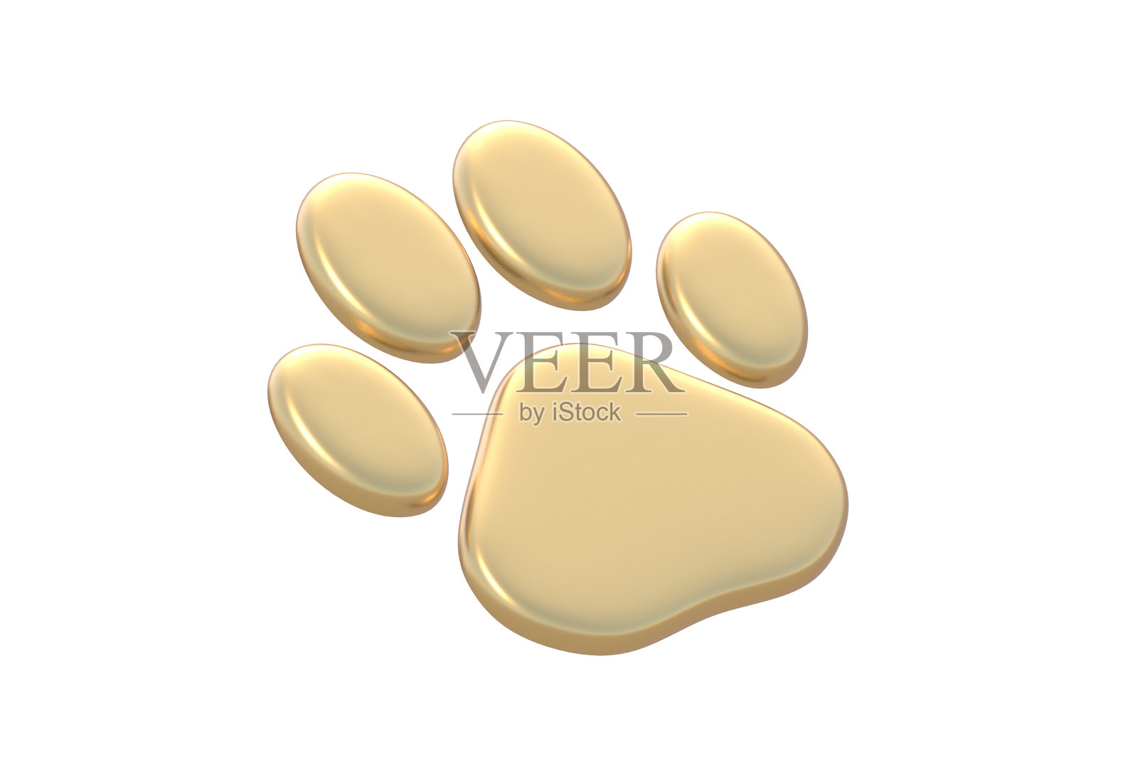 宠物的金色脚印被隔离在白色的背景上。三维渲染照片摄影图片