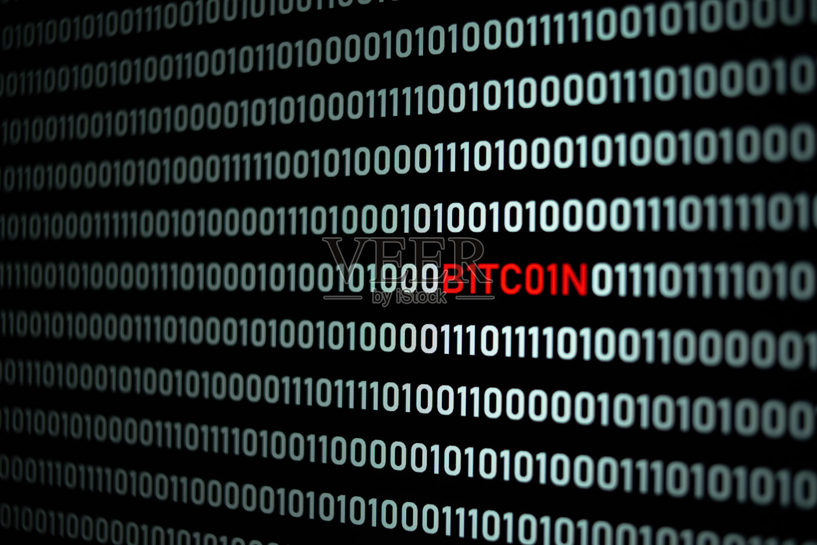 比特币文本和二进制代码照片摄影图片