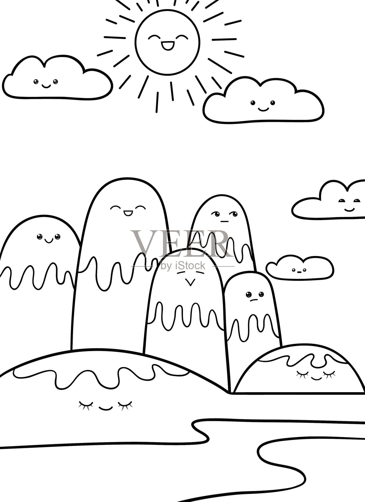 一个抽象的背景图像打印，着色页的儿童。插画图片素材