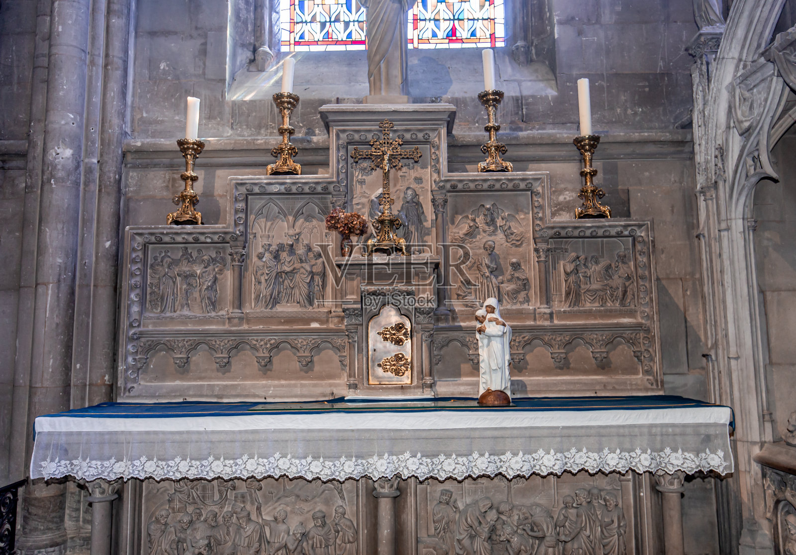 路易维尔圣母院教堂，诺曼底，法国照片摄影图片