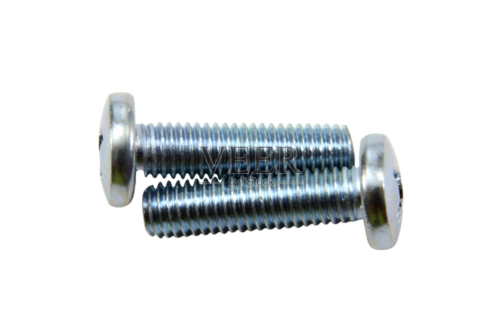 在白色背景上隔离的2个螺纹螺母。照片摄影图片