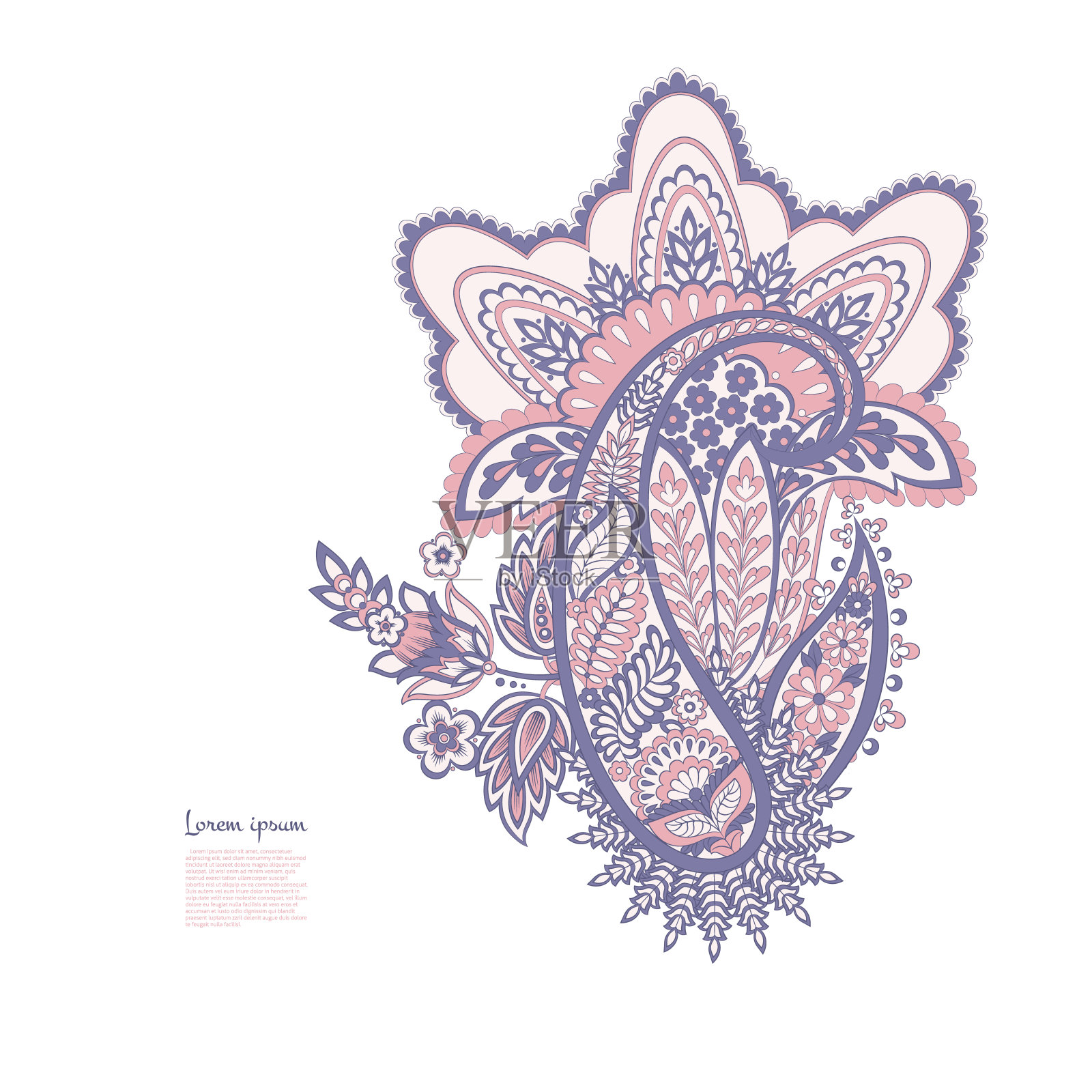 佩斯利矢量图案。花卉孤立亚洲插图插画图片素材