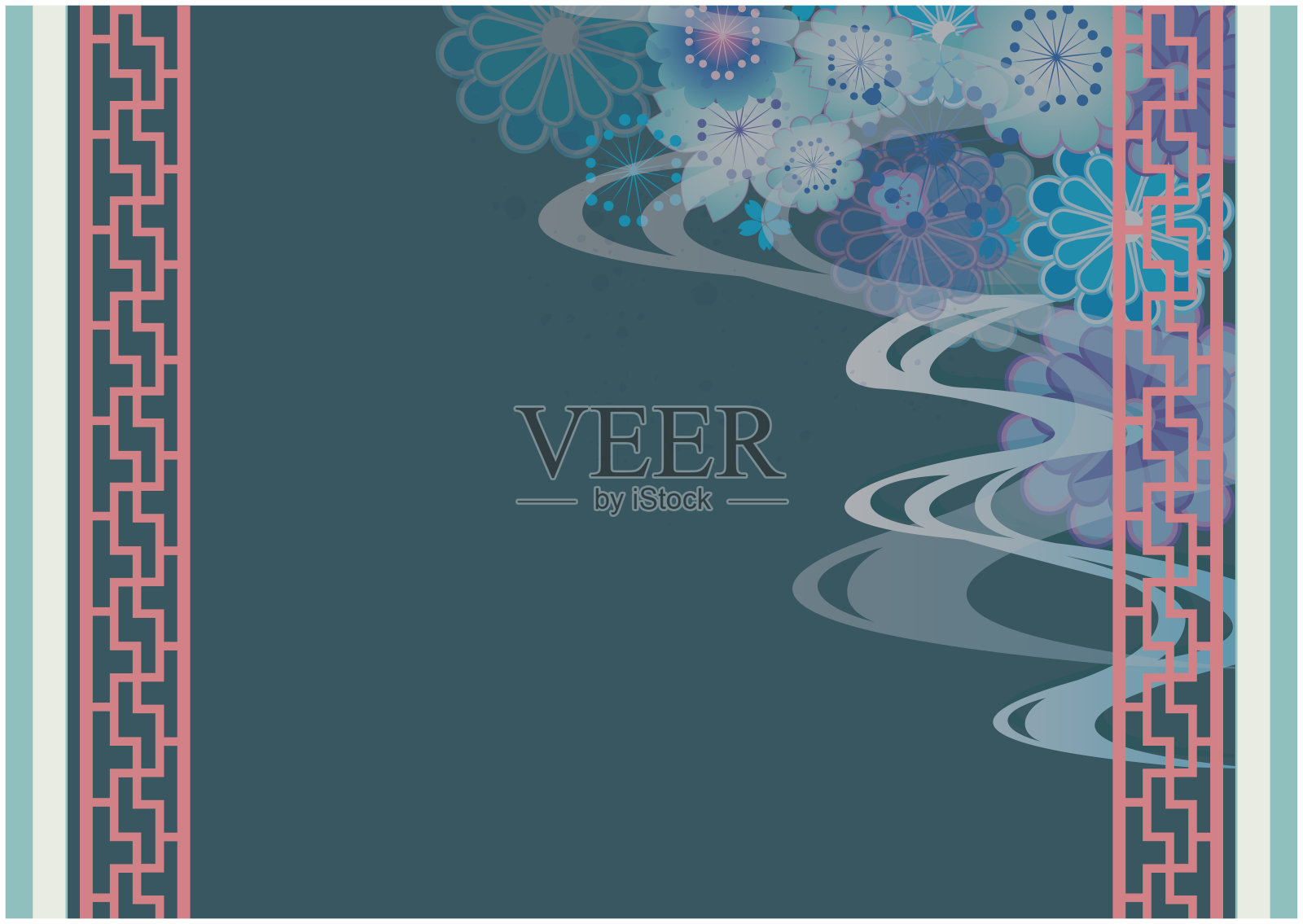 中式画框装饰画框套装插画图片素材