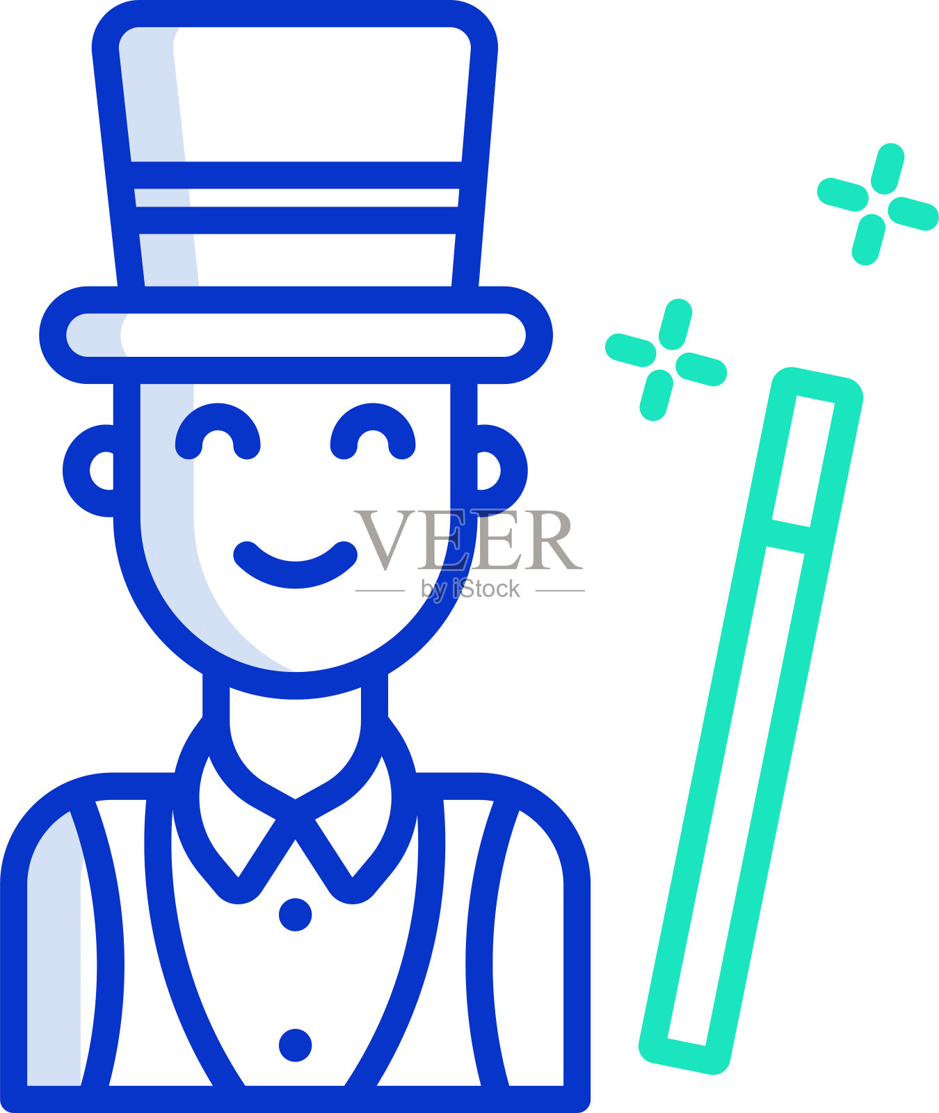 魔术师轮廓颜色矢量插图插画图片素材