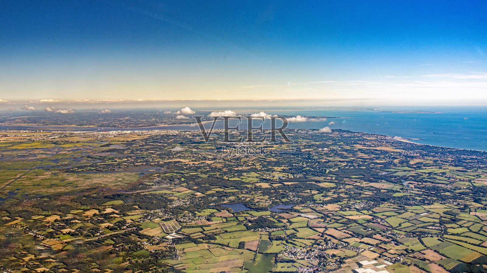 卢瓦尔大西洋海岸和卢瓦尔河口鸟瞰图照片摄影图片