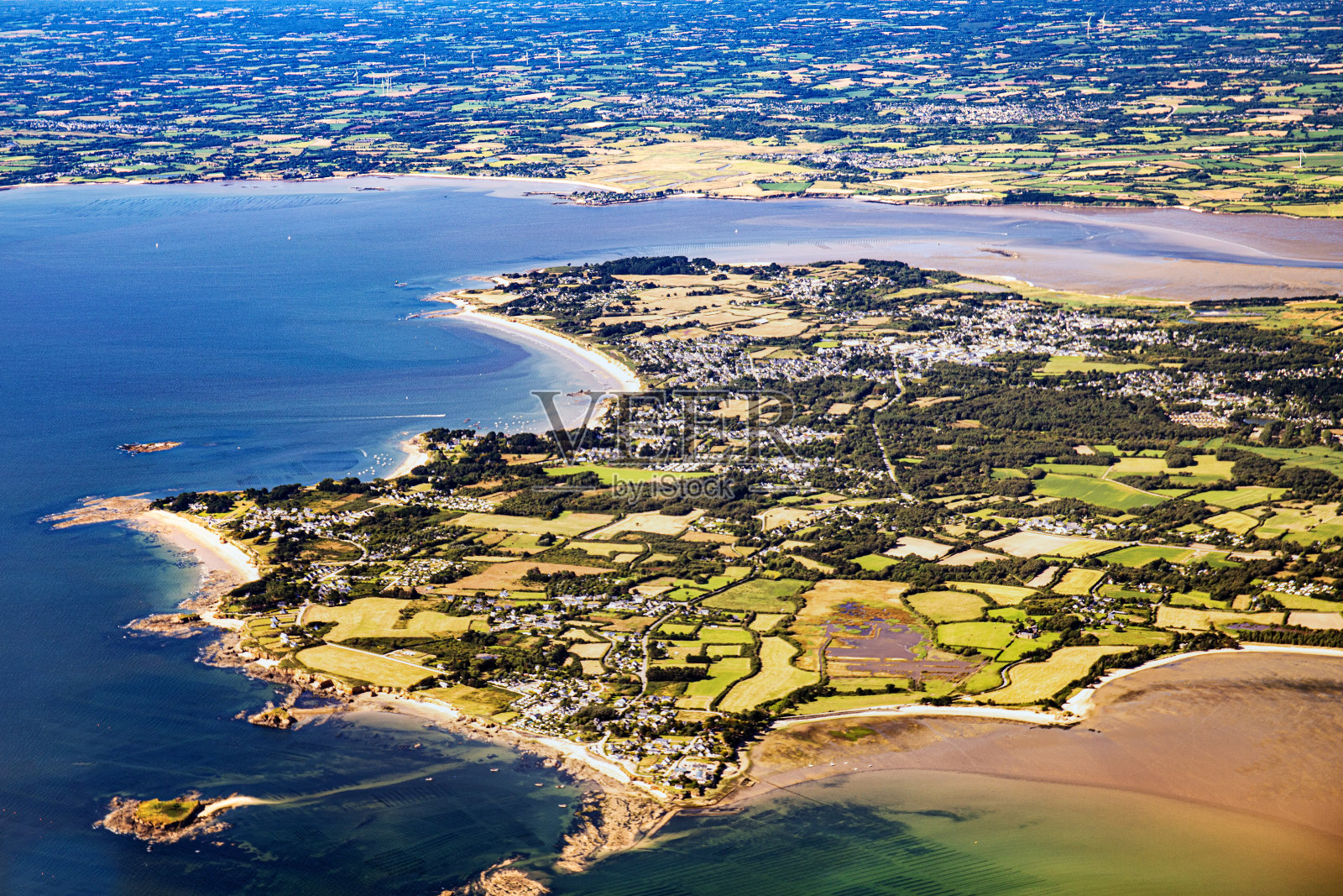 卢瓦尔大西洋海岸和卢瓦尔河口鸟瞰图照片摄影图片