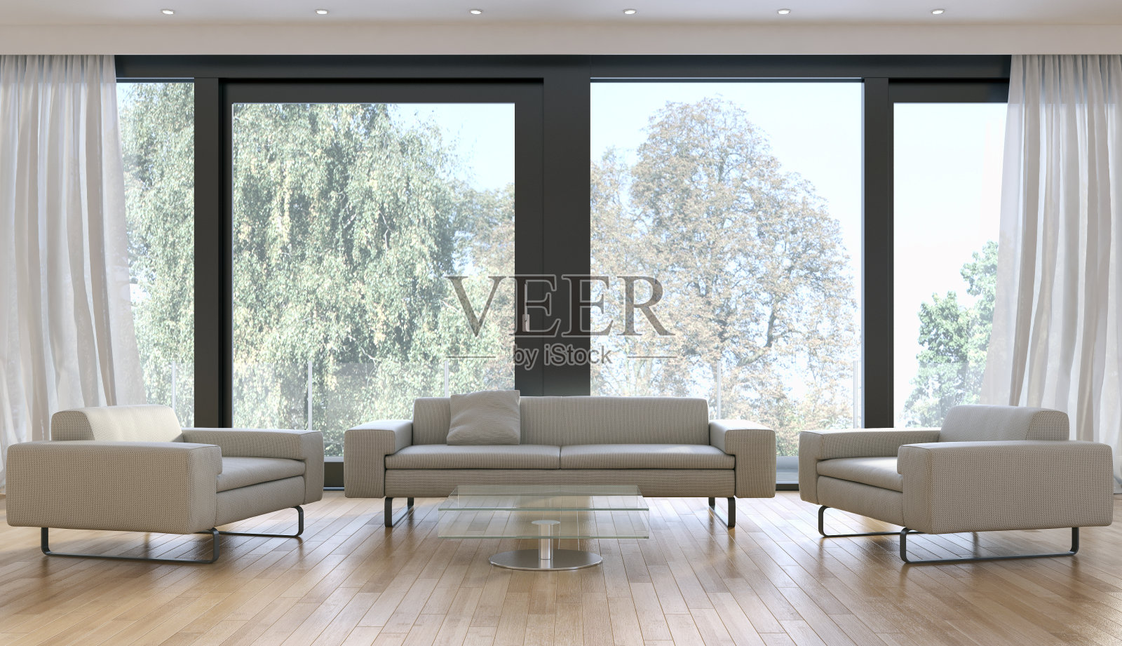 大型豪华现代明亮内饰客厅模型插图3D渲染图像照片摄影图片