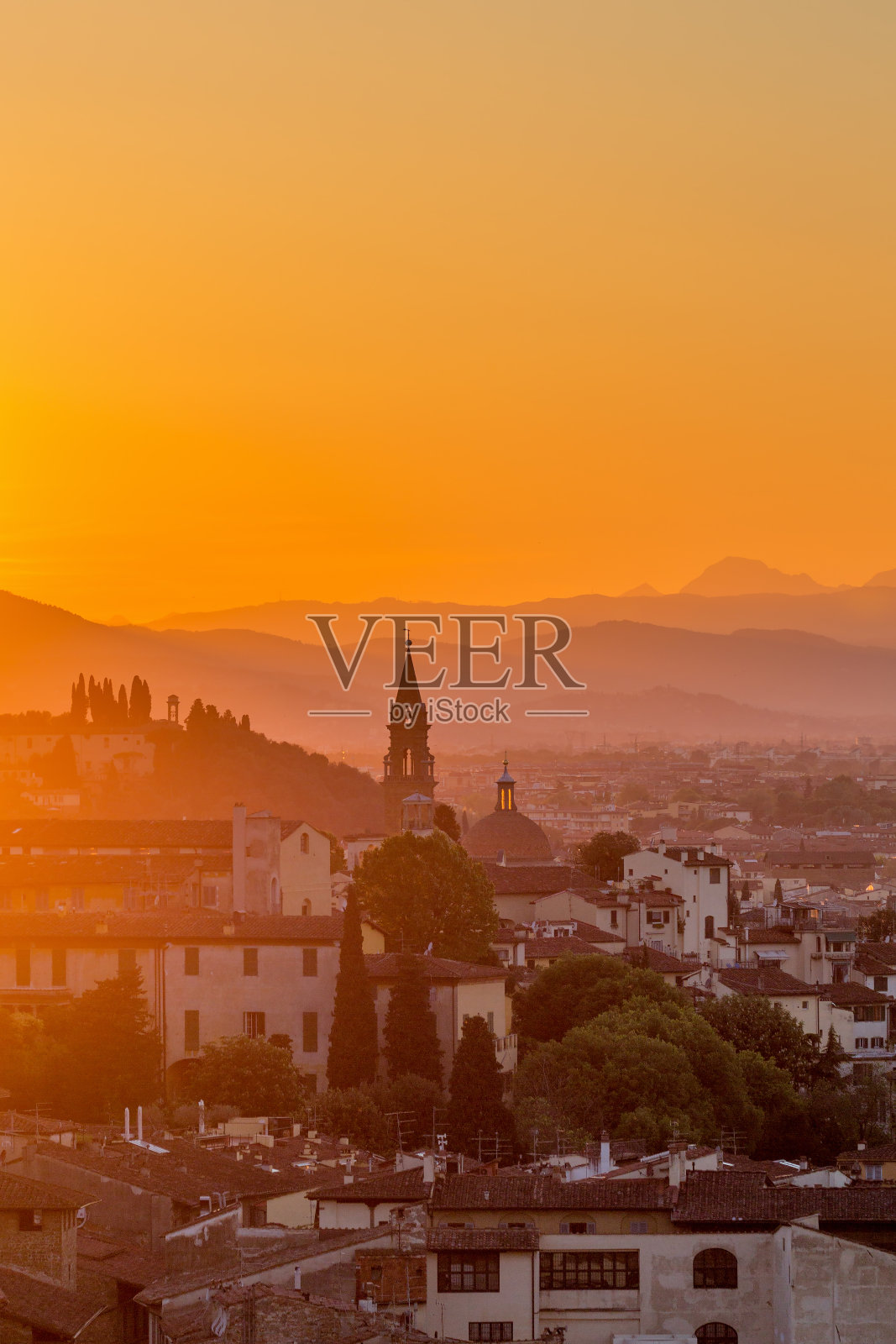 日落时分佛罗伦萨的天际线景观照片摄影图片