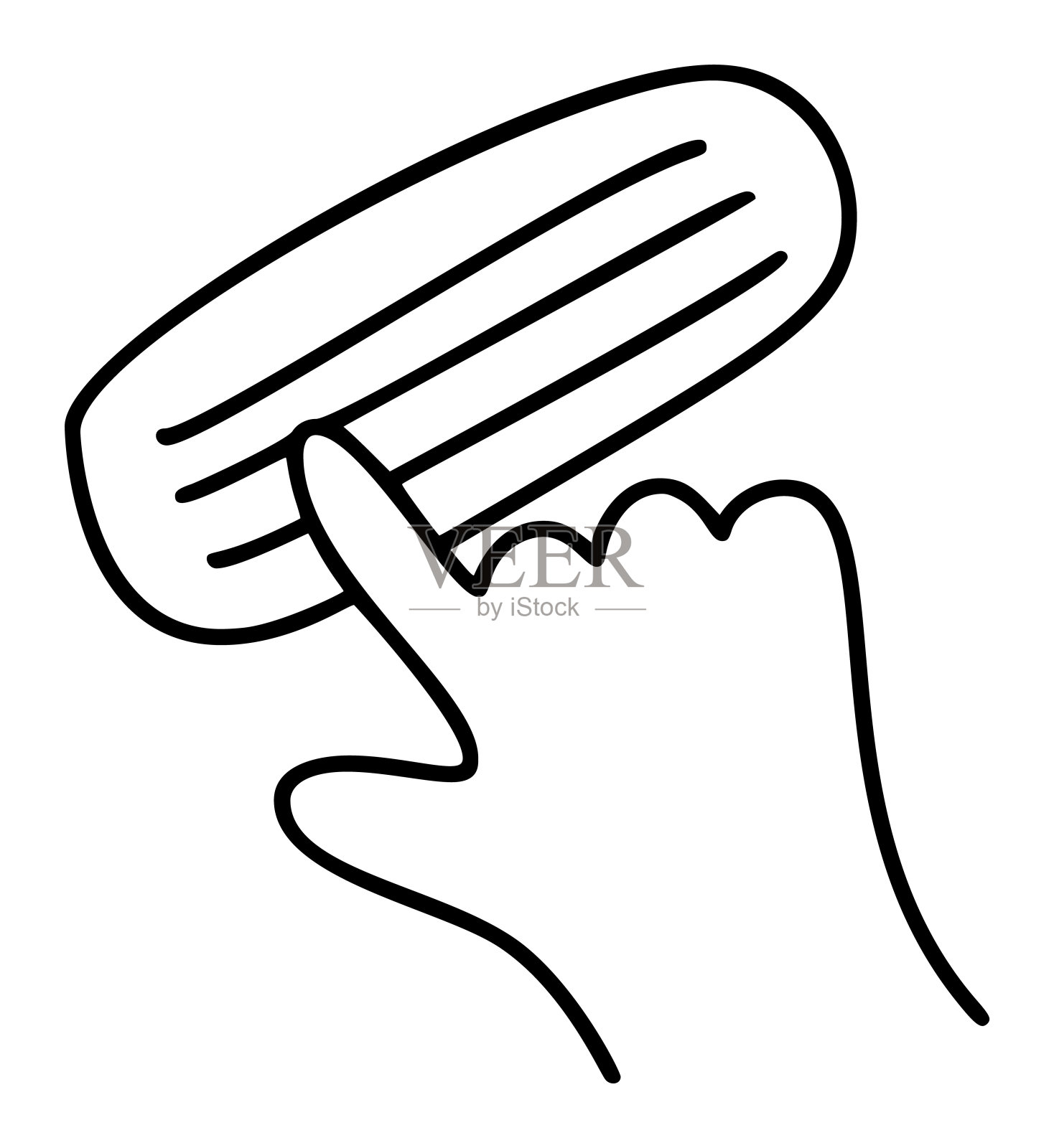 矢量涂鸦粘土或橡皮泥和孩子的手。线条艺术插图元素图标创意时间与孩子。用于涂色书，网页设计。隔离在白色背景上插画图片素材