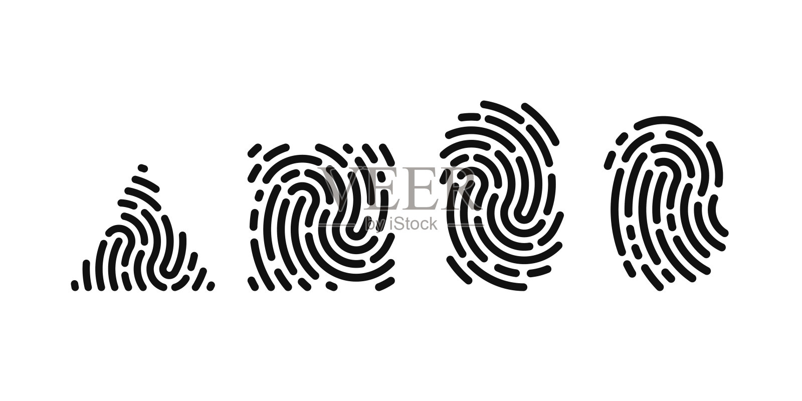 人类的指纹。图标设置插画图片素材