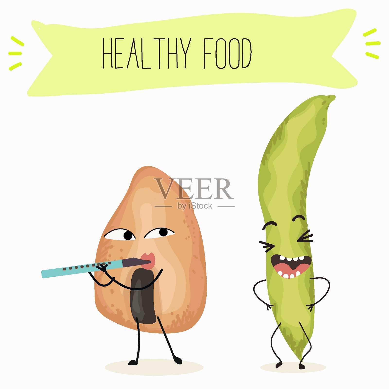 萌蚕豆，蚕豆，生蚕豆，蚕豆，蚕豆，蚕豆有不同的活动，户外，运动，乐器。有机食品，健康食品。插画图片素材