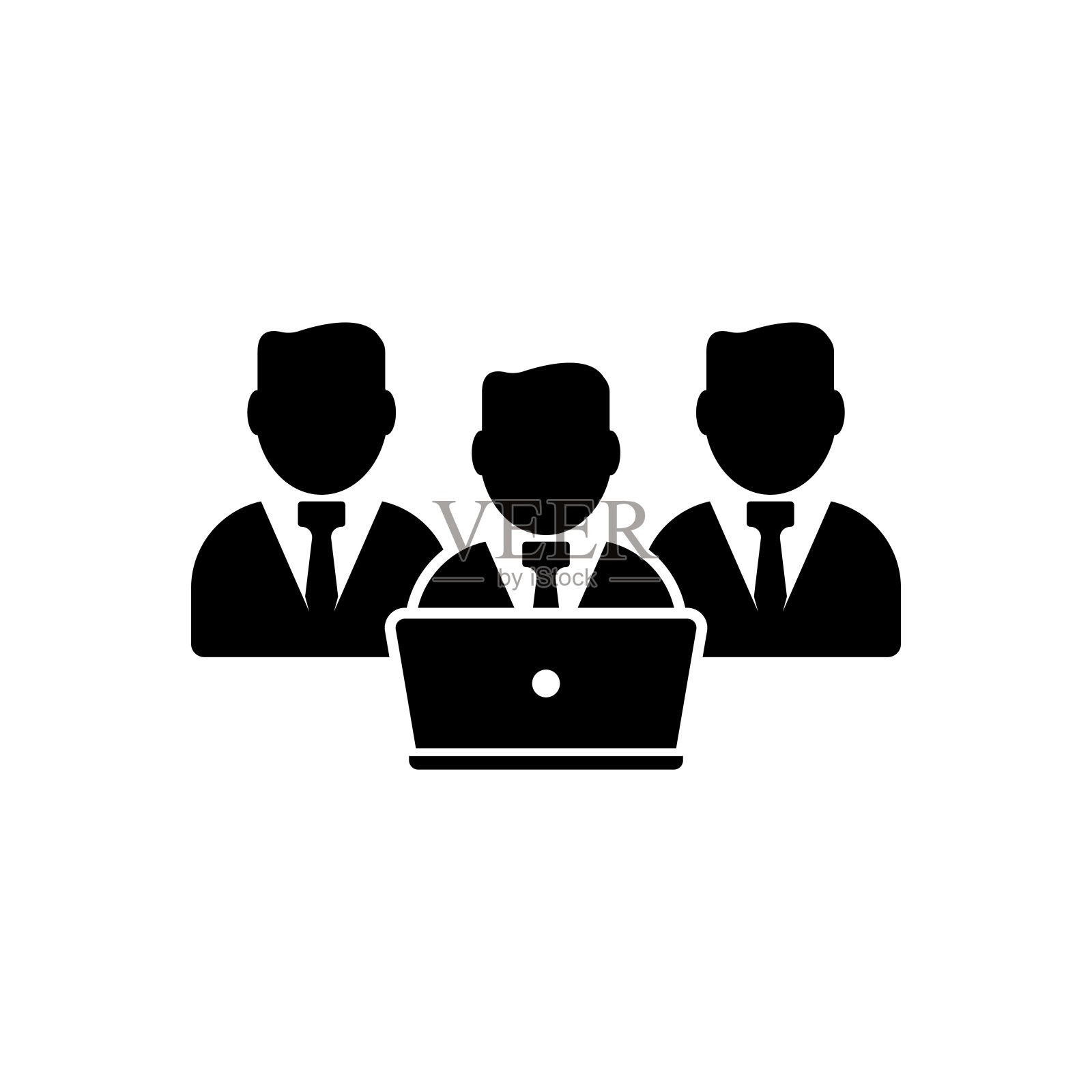 团队合作的图标。远程办公标志。团队员工的象征。质量设计元素。线路风格的团队合作图标。网络插画图片素材