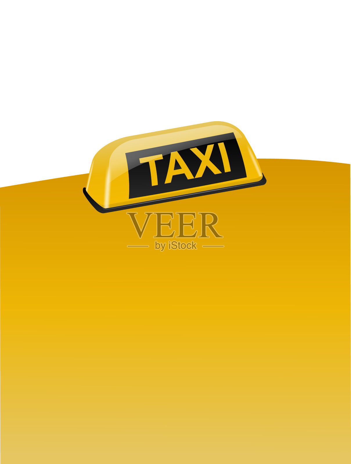 3d现实出租车车顶标志图标设置近距离隔离。黄色法国出租车标志设计。的士服务模板。向量插画图片素材
