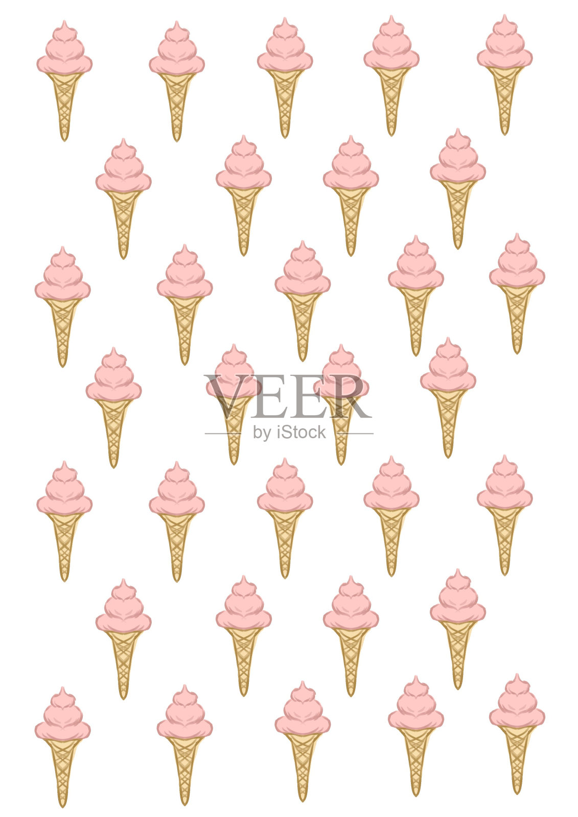 草莓冰淇淋图案插画图片素材