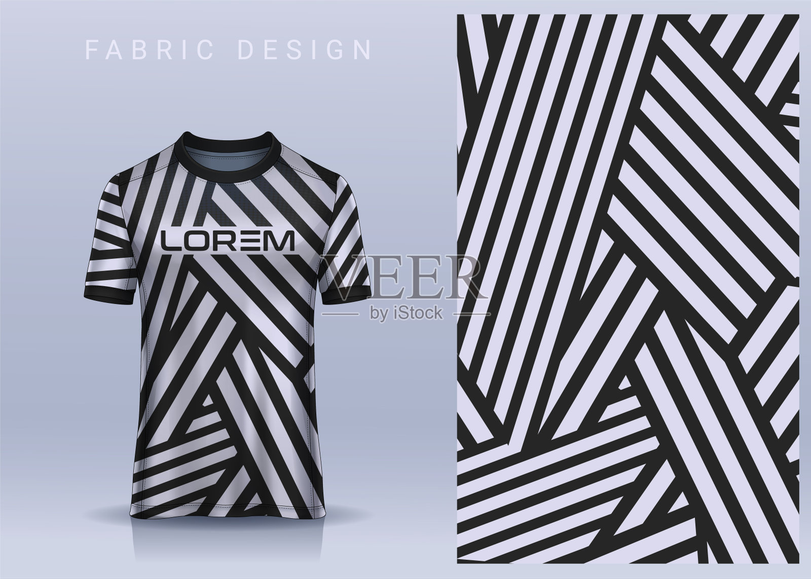 体育t恤的面料设计，足球俱乐部的足球球衣模型。统一的前视图。插画图片素材