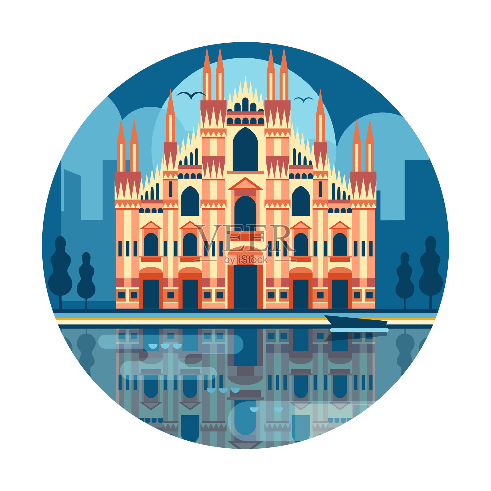 游览意大利米兰大教堂插画图片素材