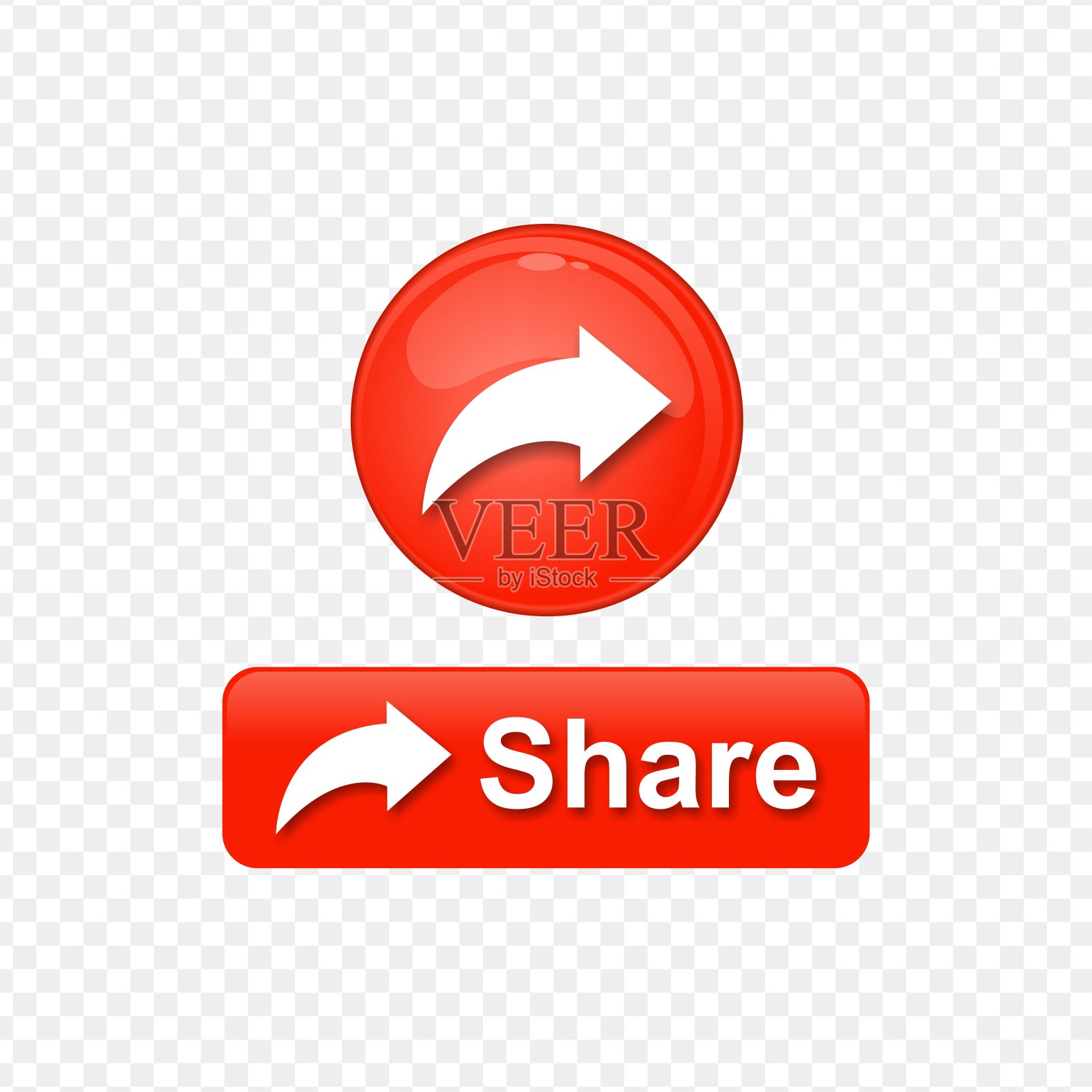 红色社交媒体分享图标按钮插画图片素材