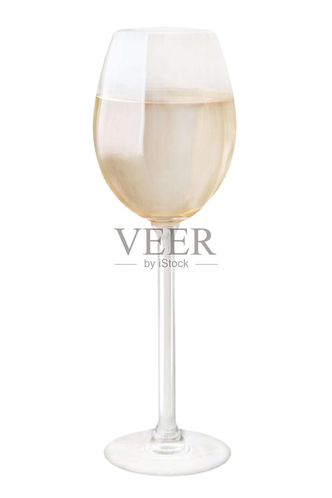 一杯白葡萄酒，衬托在白色的背景上照片摄影图片
