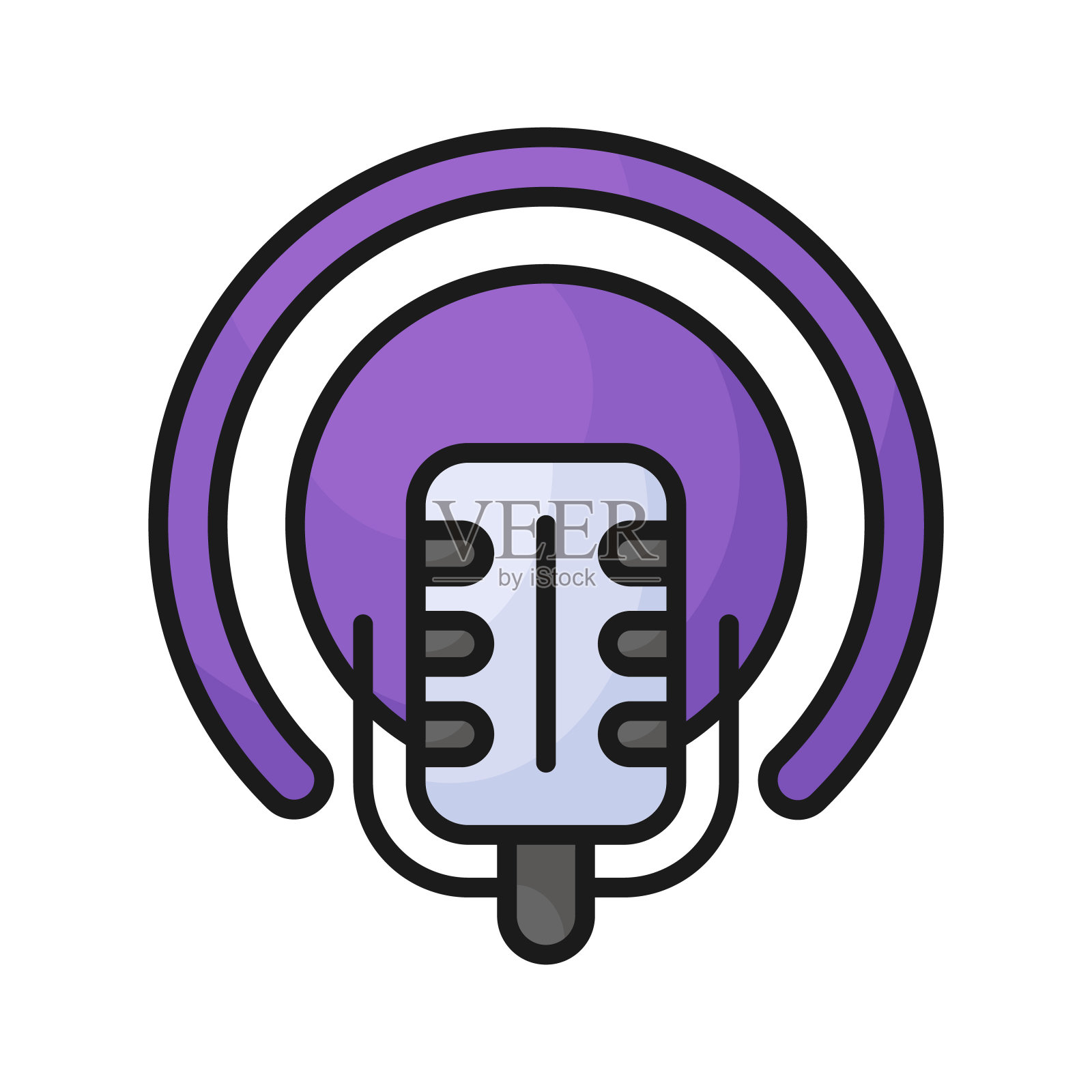 得到这个惊人的图标播客，数字音频内容，多媒体矢量设计。插画图片素材