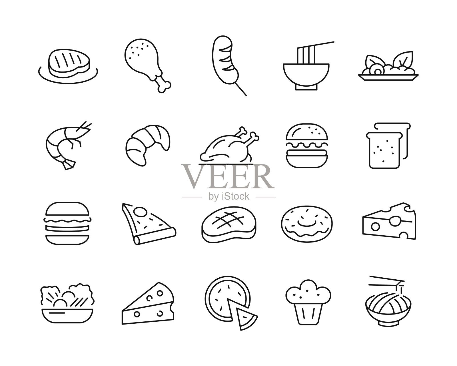 食物图标-矢量线图标插画图片素材