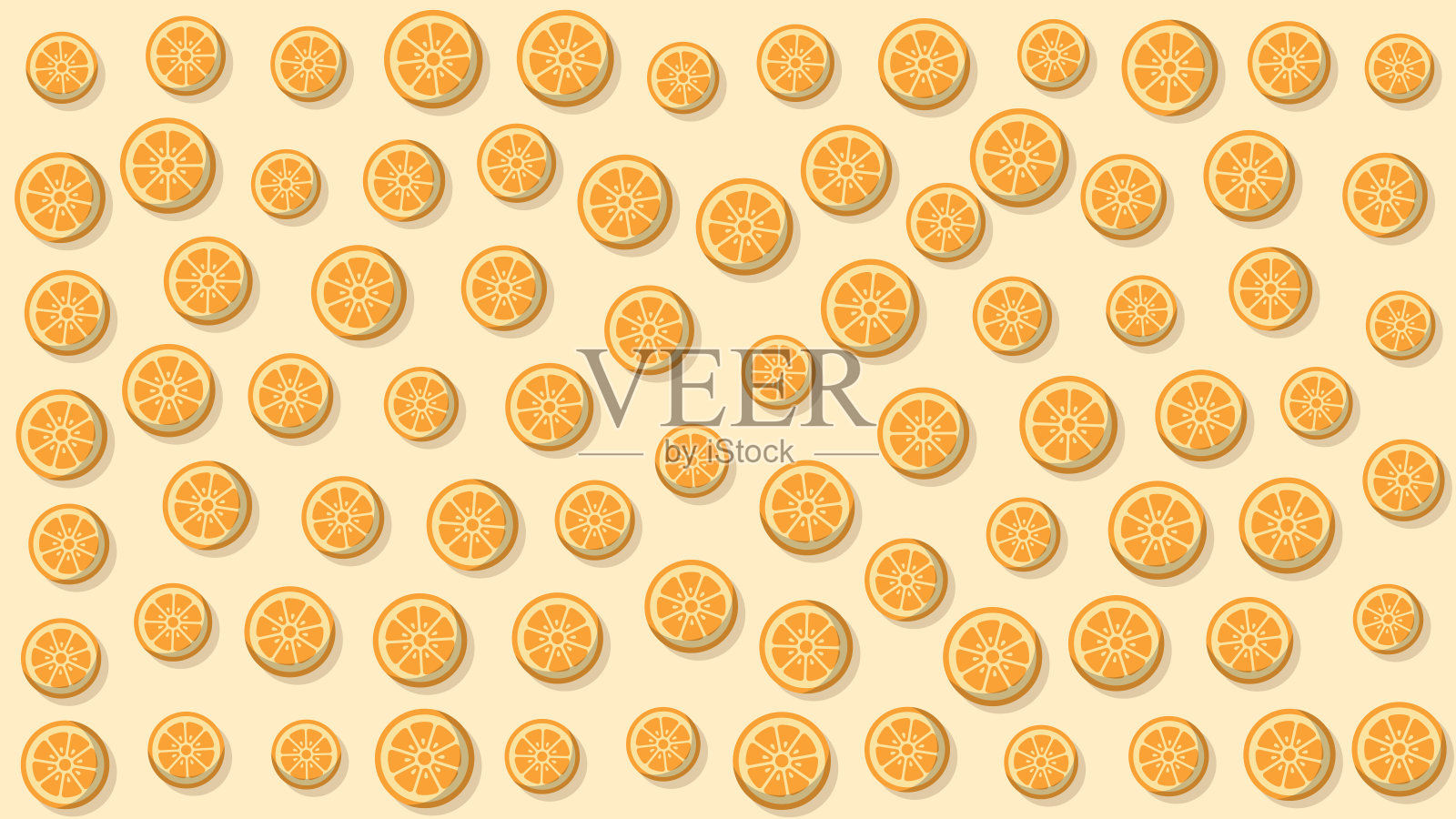 淡绿色背景上的橙片插画图片素材