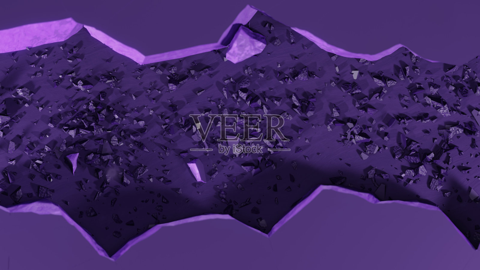 设计一个紫色的渐变抽象地形与水晶元素的幻想的样子照片摄影图片