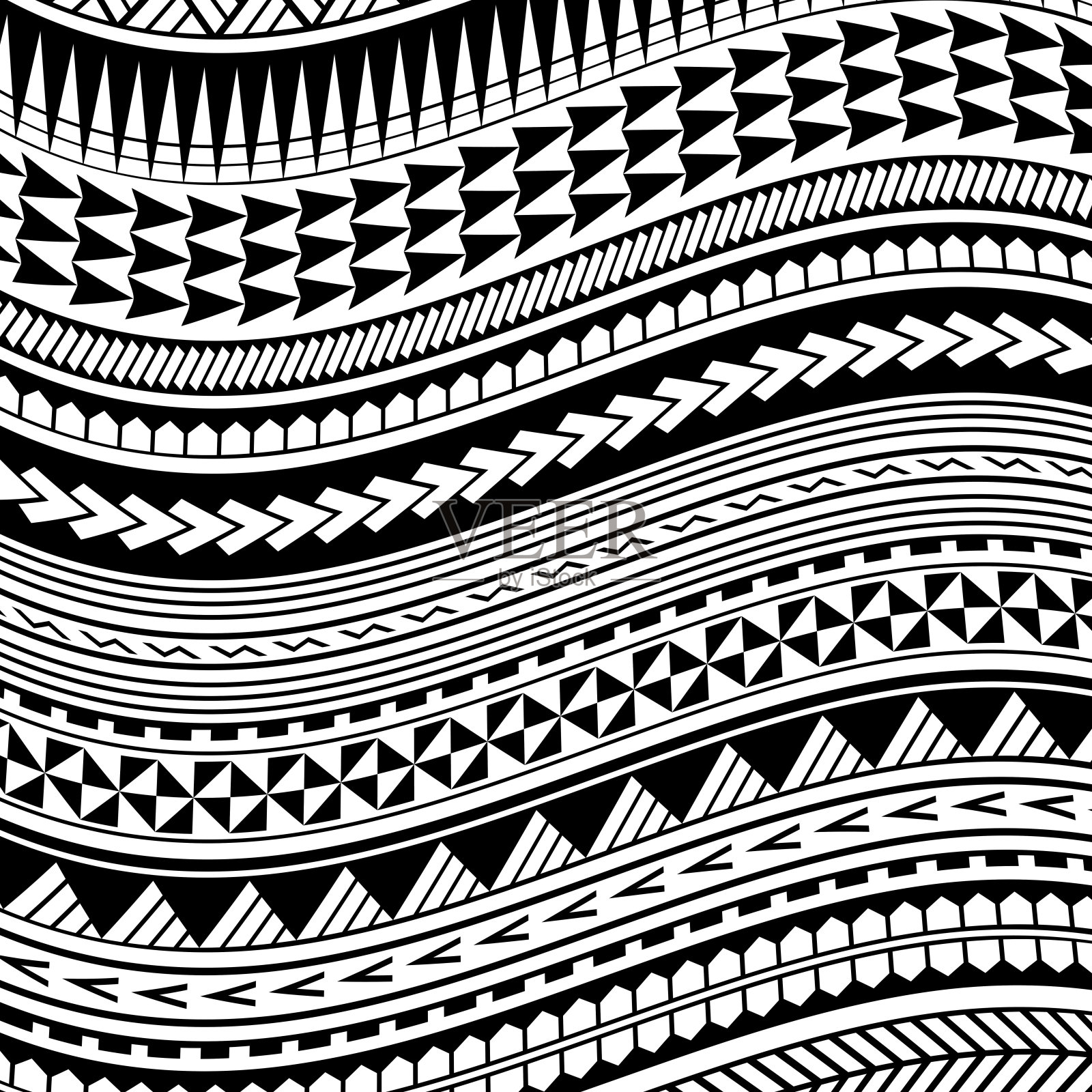 波利尼西亚纹身部落背景设计。插画图片素材