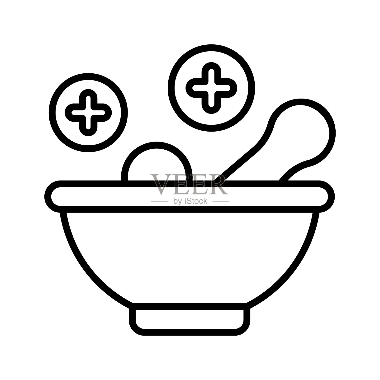 臼杵的创意图标，用于研磨药物的药学工具矢量。插画图片素材