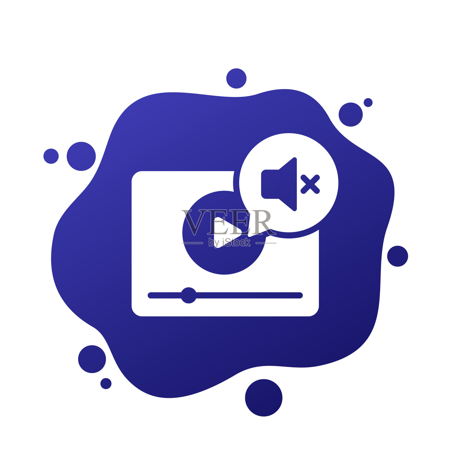 静音视频，没有音频图标，矢量插画图片素材