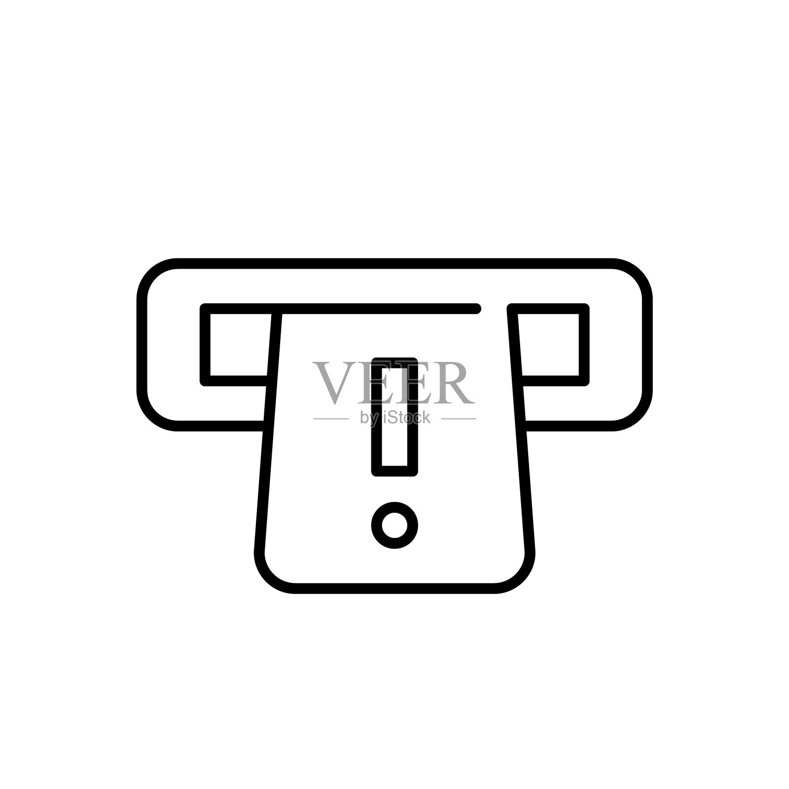 信用卡在ATM机的插槽和感叹号。警报或紧急通知。像素完美矢量图标插画图片素材