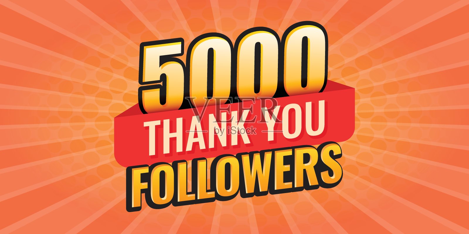 谢谢你5000个追随者图标在平面风格。订阅量矢量插图孤立的背景。5k追随者标牌经营理念。插画图片素材