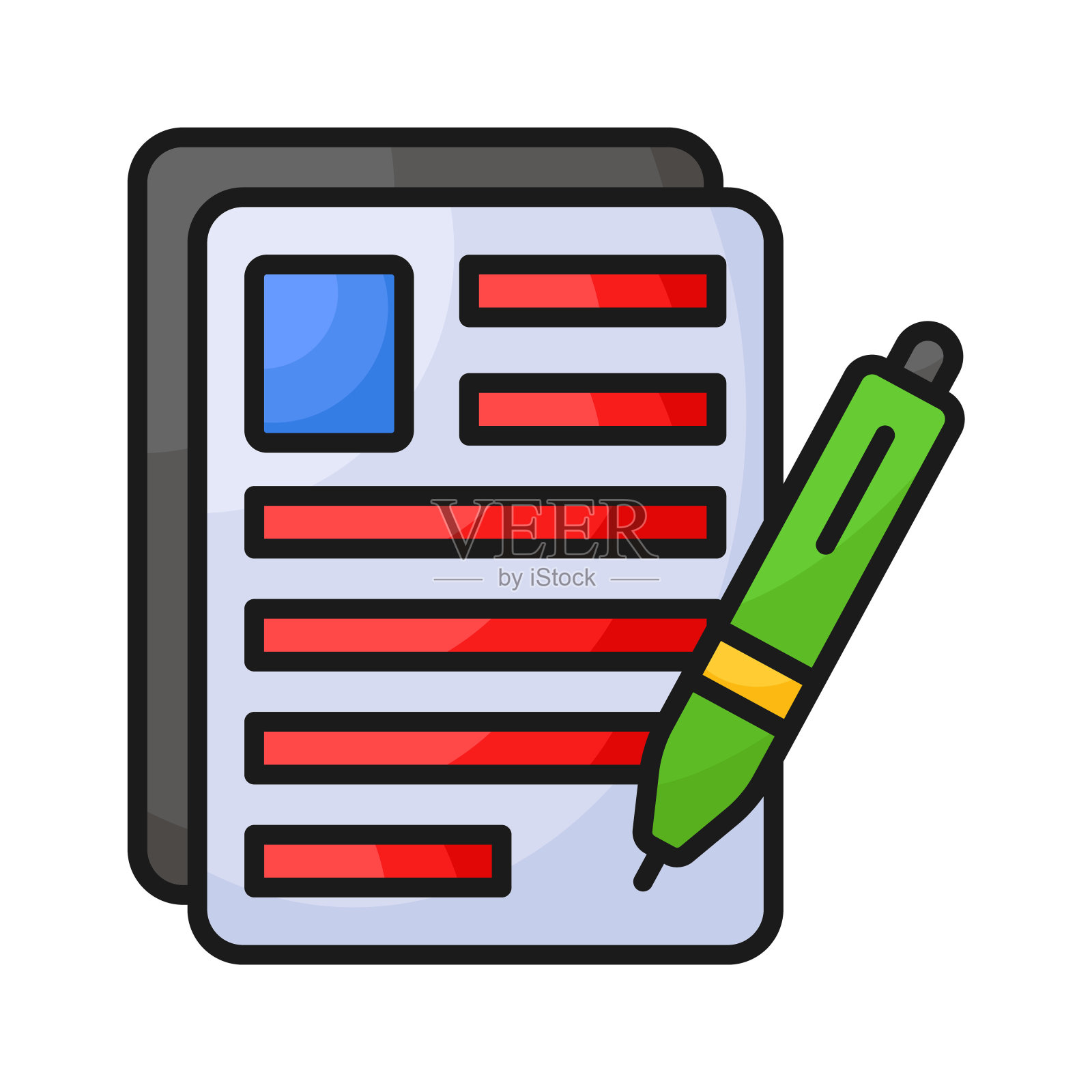 创造性地制作的页面图标，通常用于书写、打印或文档目的。插画图片素材