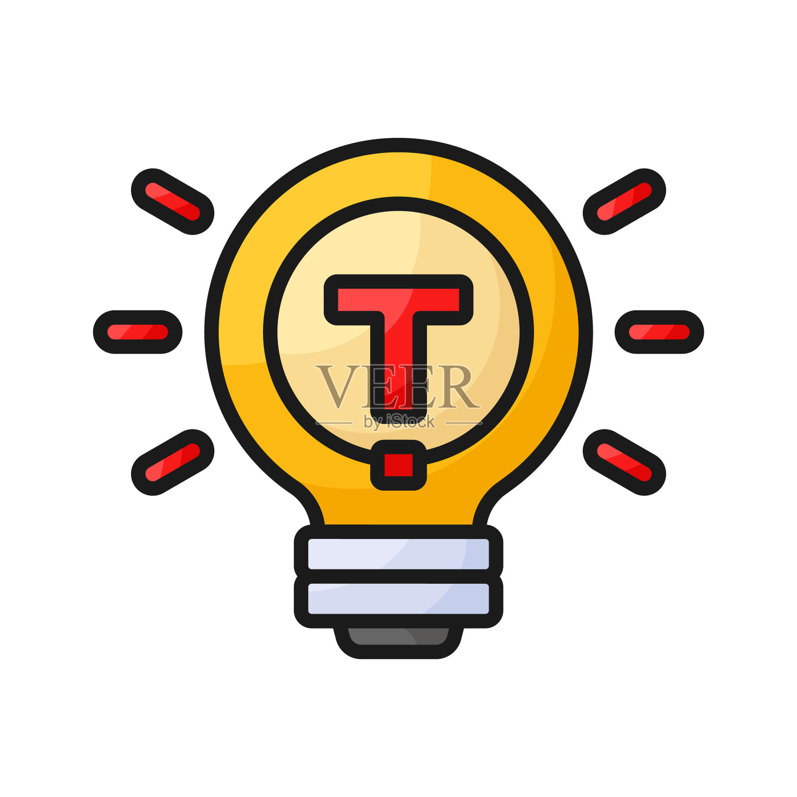 灯泡矢量设计，快速提示图标设计。插画图片素材