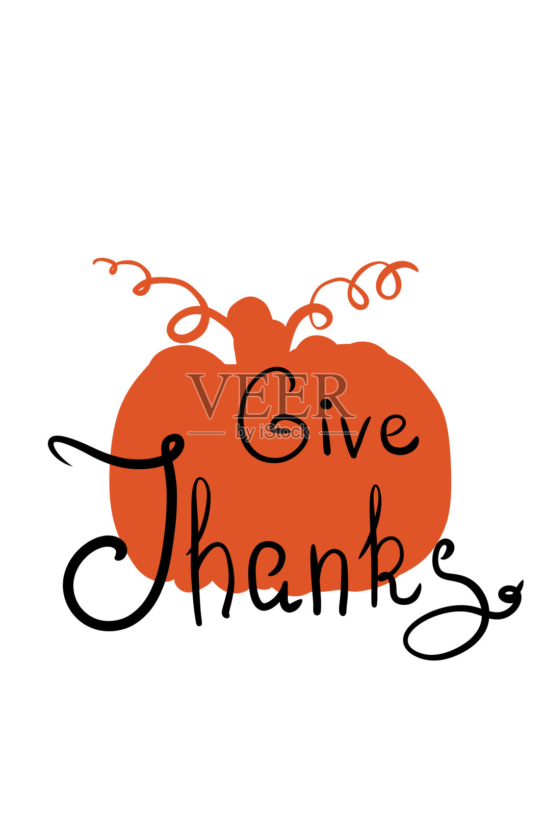 南瓜上题词:“感恩”，彩色秋色插图插画图片素材