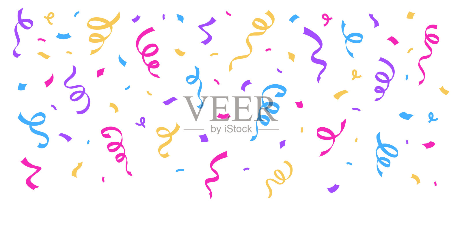 五彩纸屑落在背景上。派对节日焰火。白色背景上的狂欢节五彩纸屑。插画图片素材