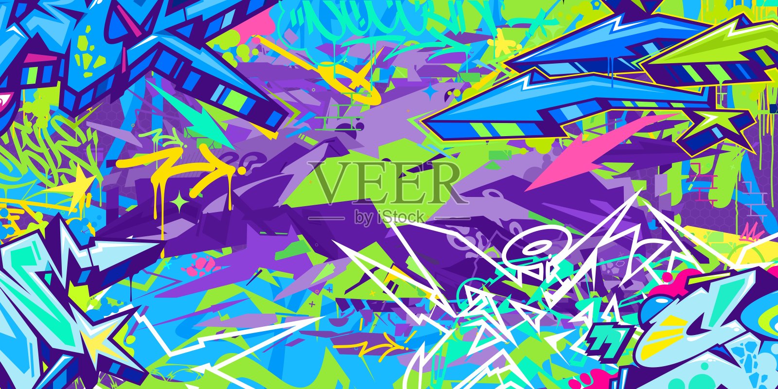 新潮抽象嘻哈城市街头艺术涂鸦风格矢量插图背景模板插画图片素材