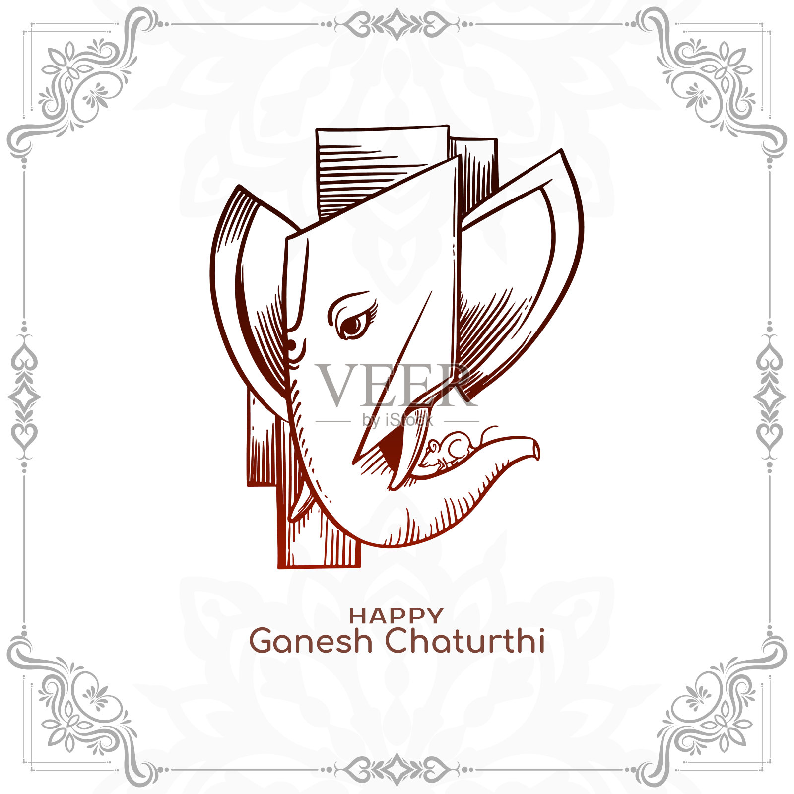 快乐的Ganesh Chaturthi宗教印度节日背景设计插画图片素材