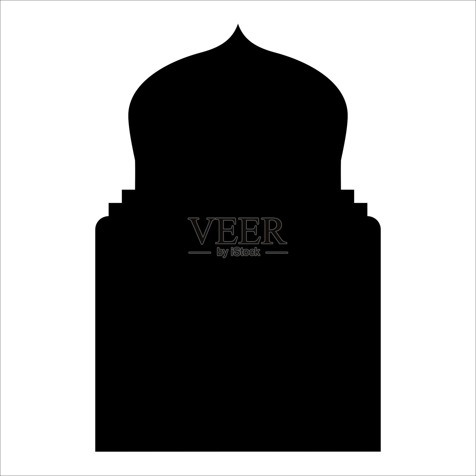 伊斯兰拱门设计象形文字黑色填充轮廓设计象形文字符号视觉说明插画图片素材