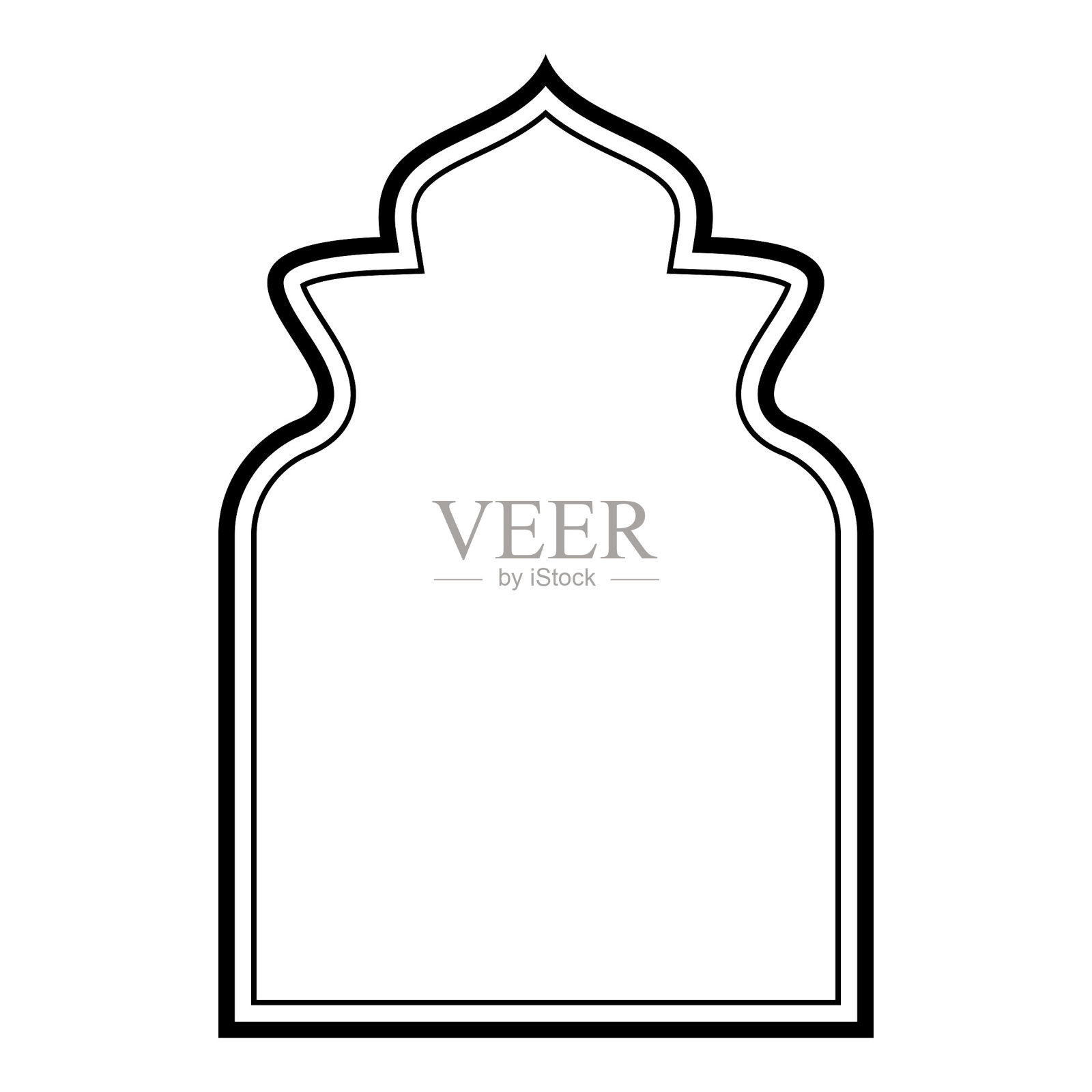 伊斯兰拱门设计双线轮廓线黑色笔画轮廓设计象形符号视觉说明插画图片素材