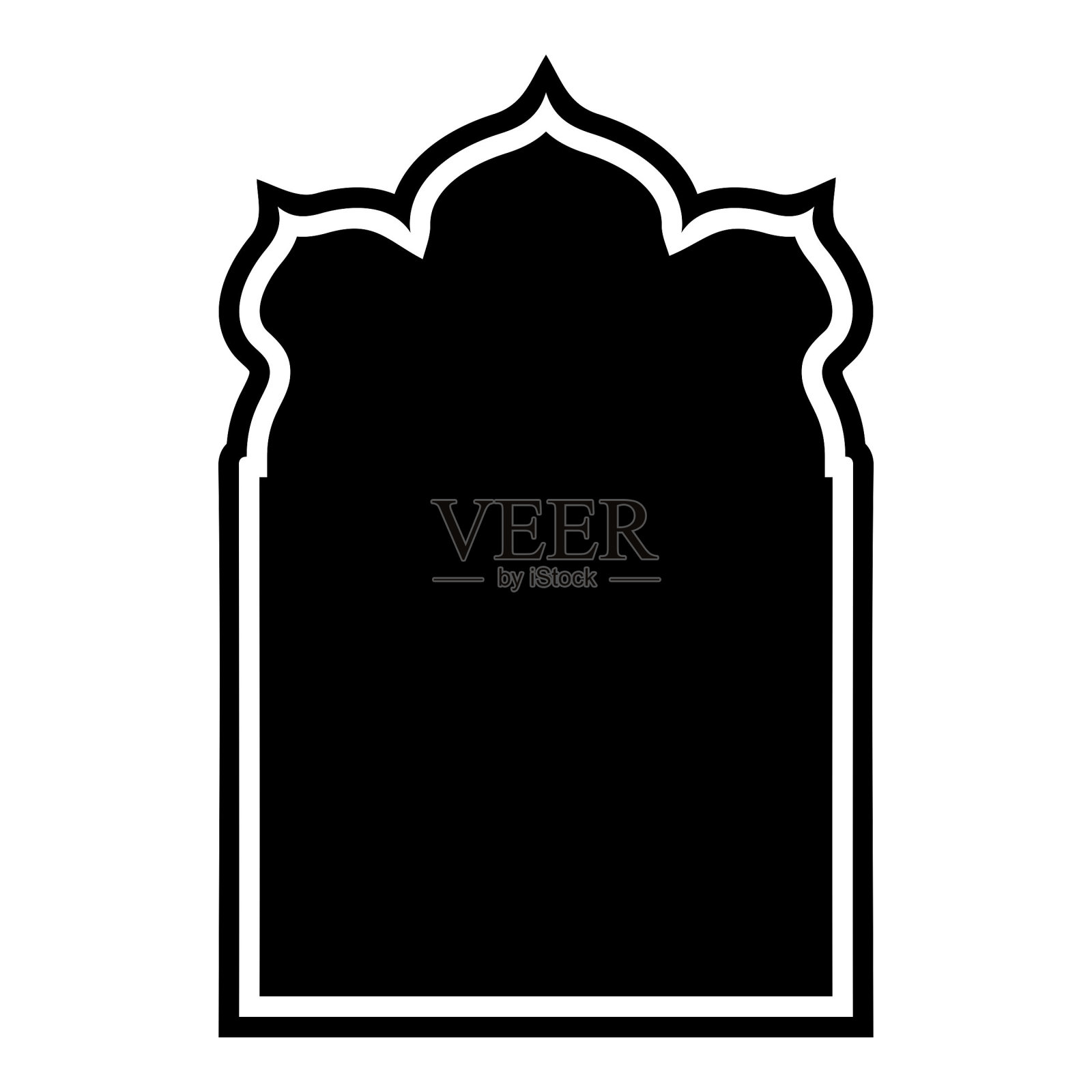 伊斯兰拱门设计象形文字与轮廓黑色填充轮廓设计象形文字符号视觉说明插画图片素材