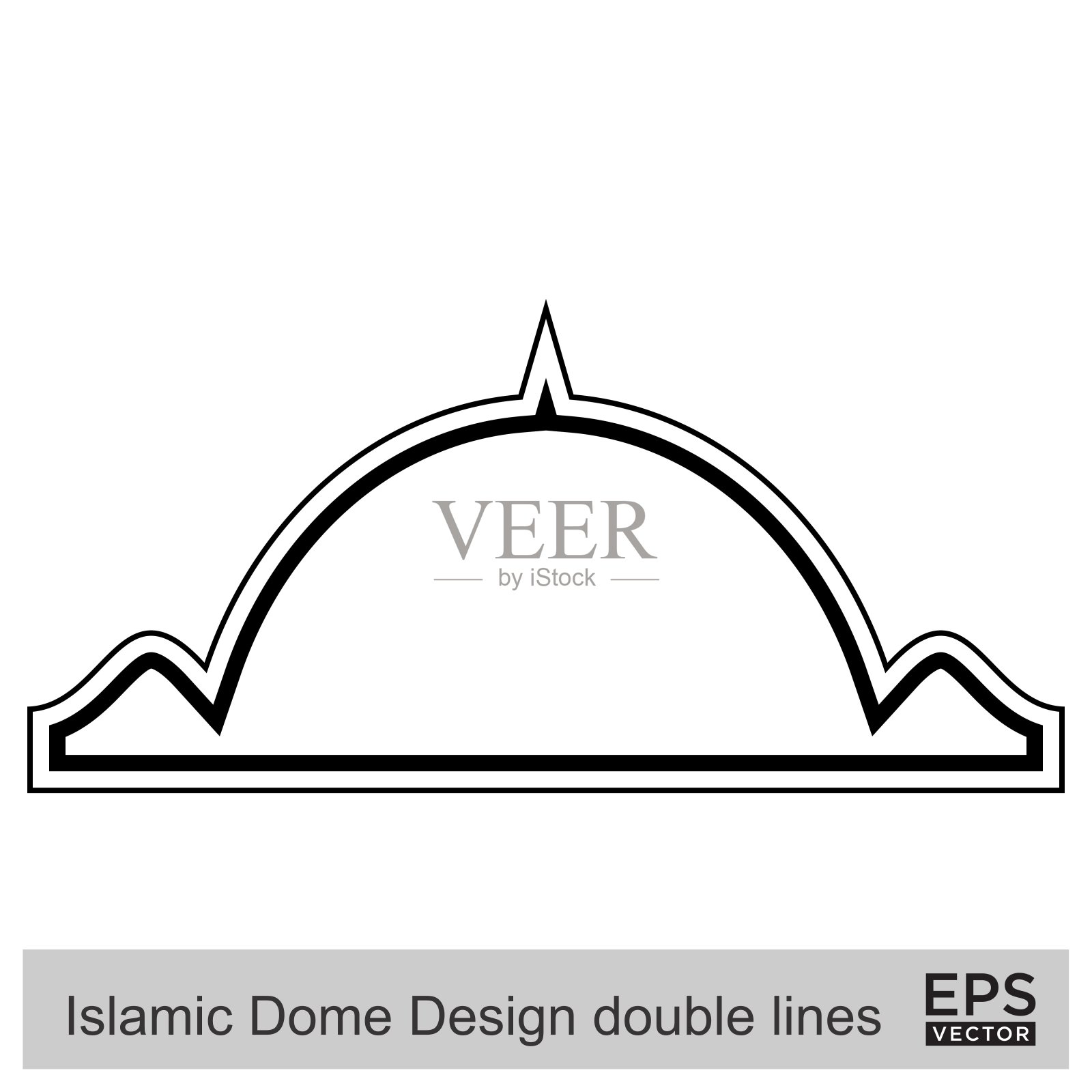 伊斯兰圆顶设计双线轮廓线黑色笔画轮廓设计象形符号视觉说明插画图片素材