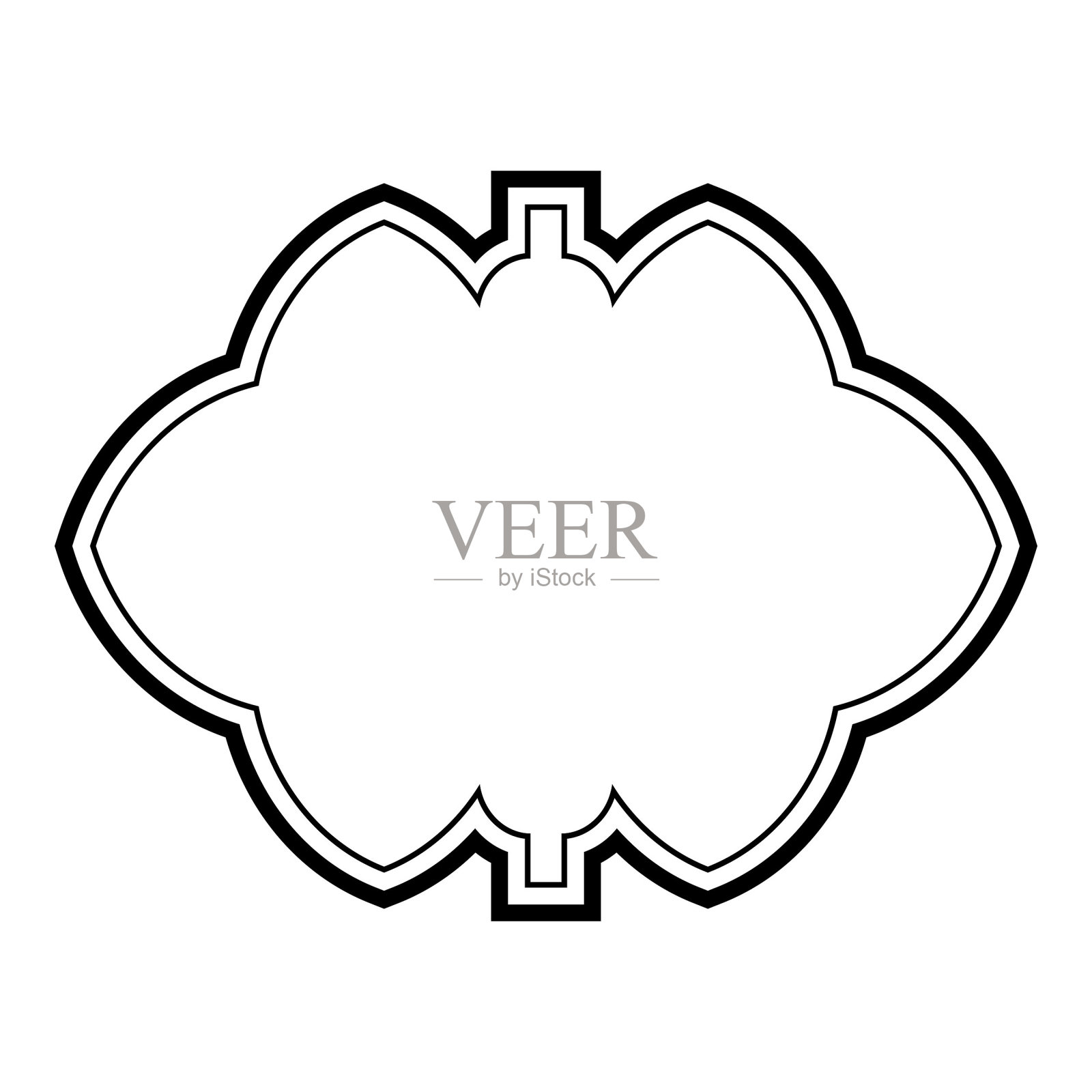 伊斯兰框架设计双线黑色线条轮廓设计象形符号视觉说明插画图片素材