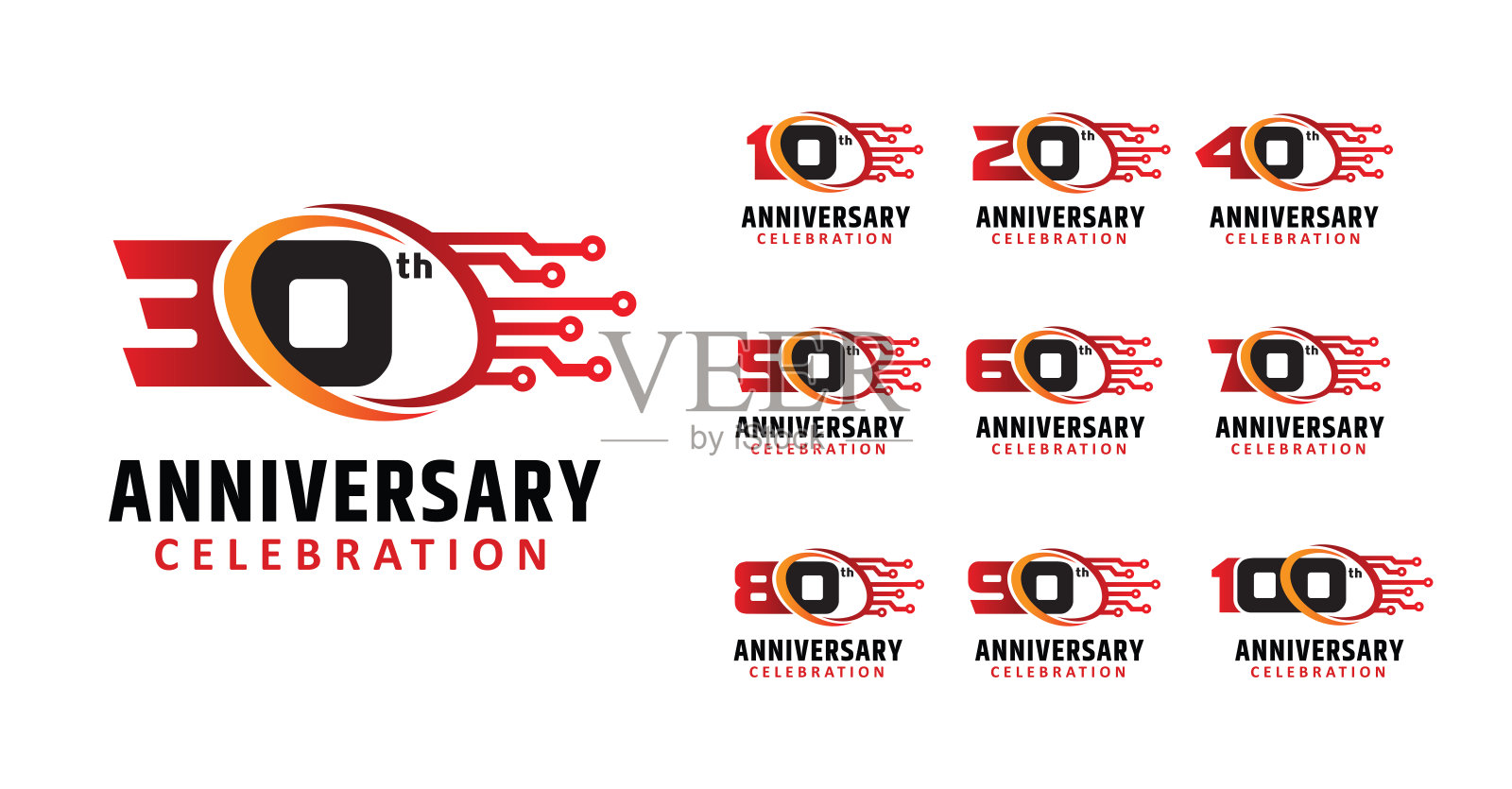 一套周年设计现代圈技术号插画图片素材