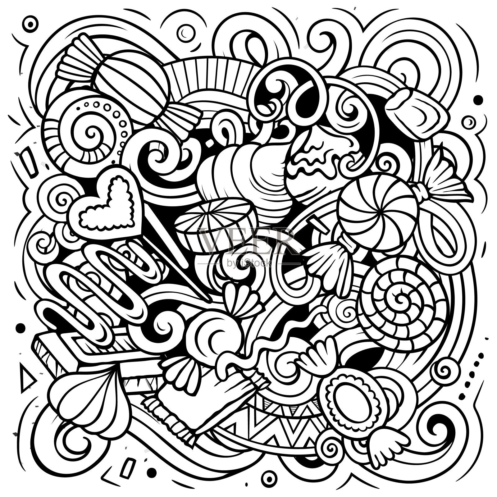 糖果卡通矢量涂鸦插图插画图片素材