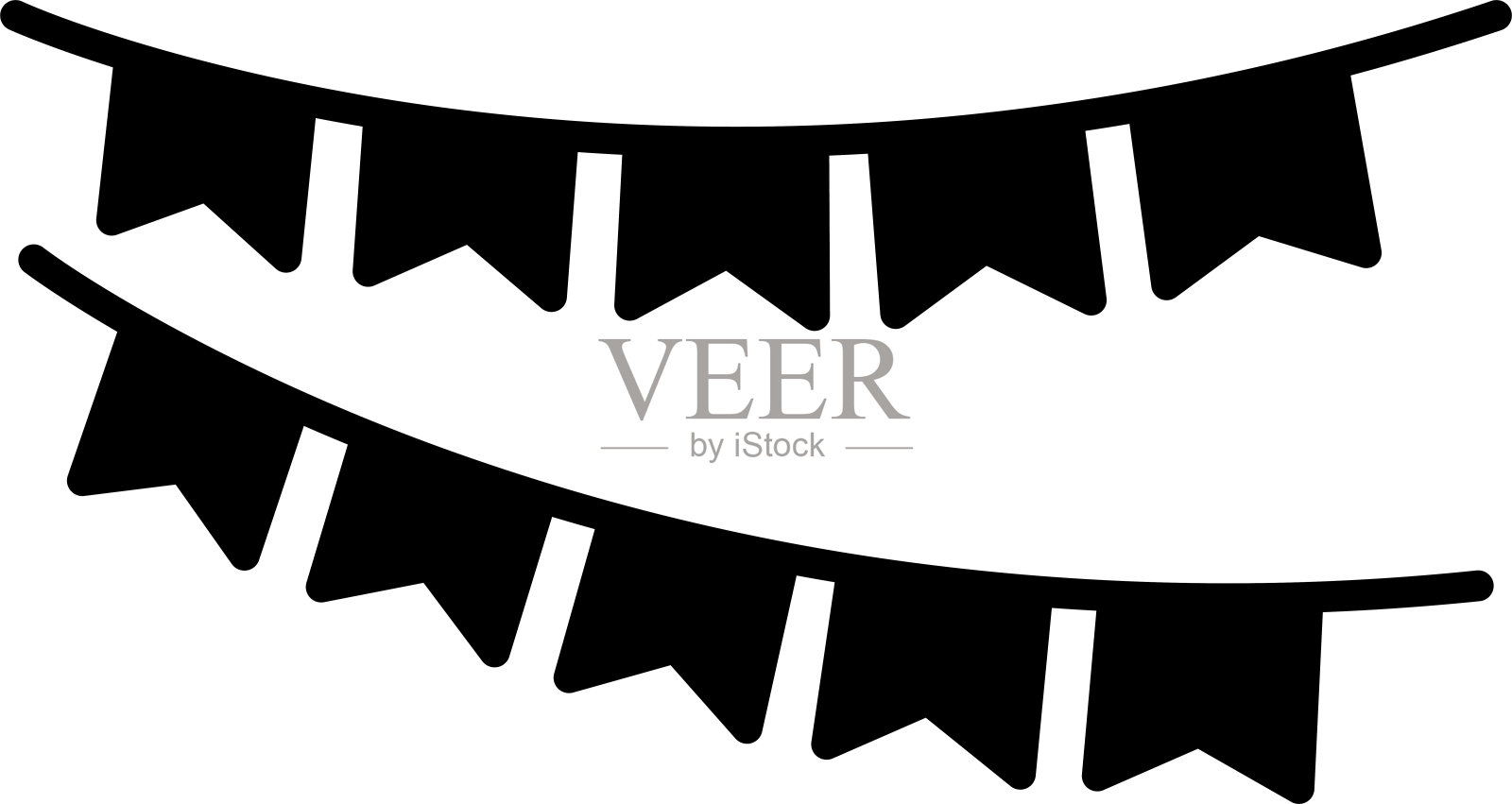 花环固体字形矢量插图插画图片素材