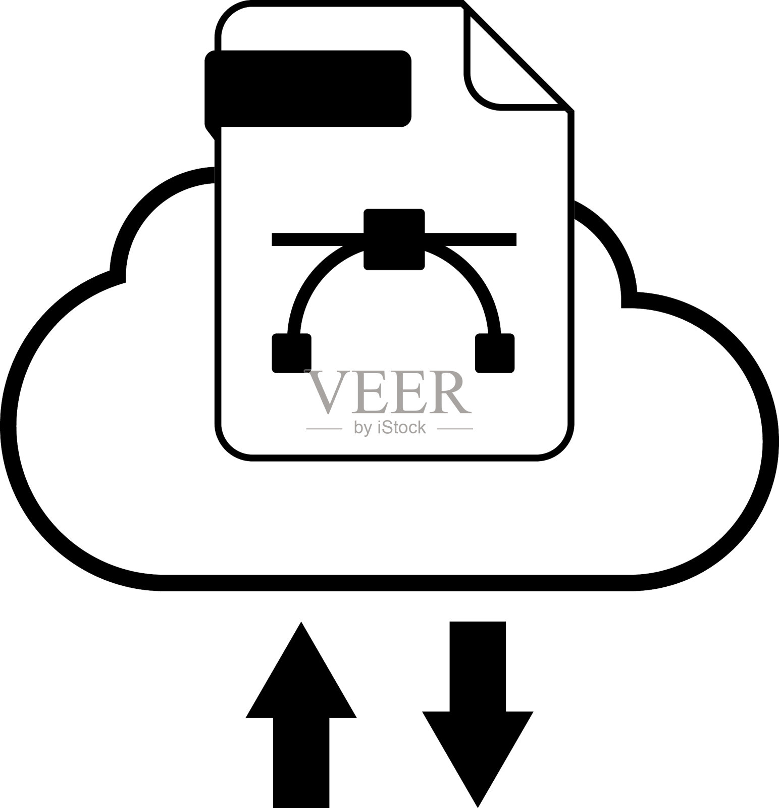 数据文档管理系统介绍了云在线文档数据库和数字文件存储系统，数据库技术，文件访问。矢量图插画图片素材