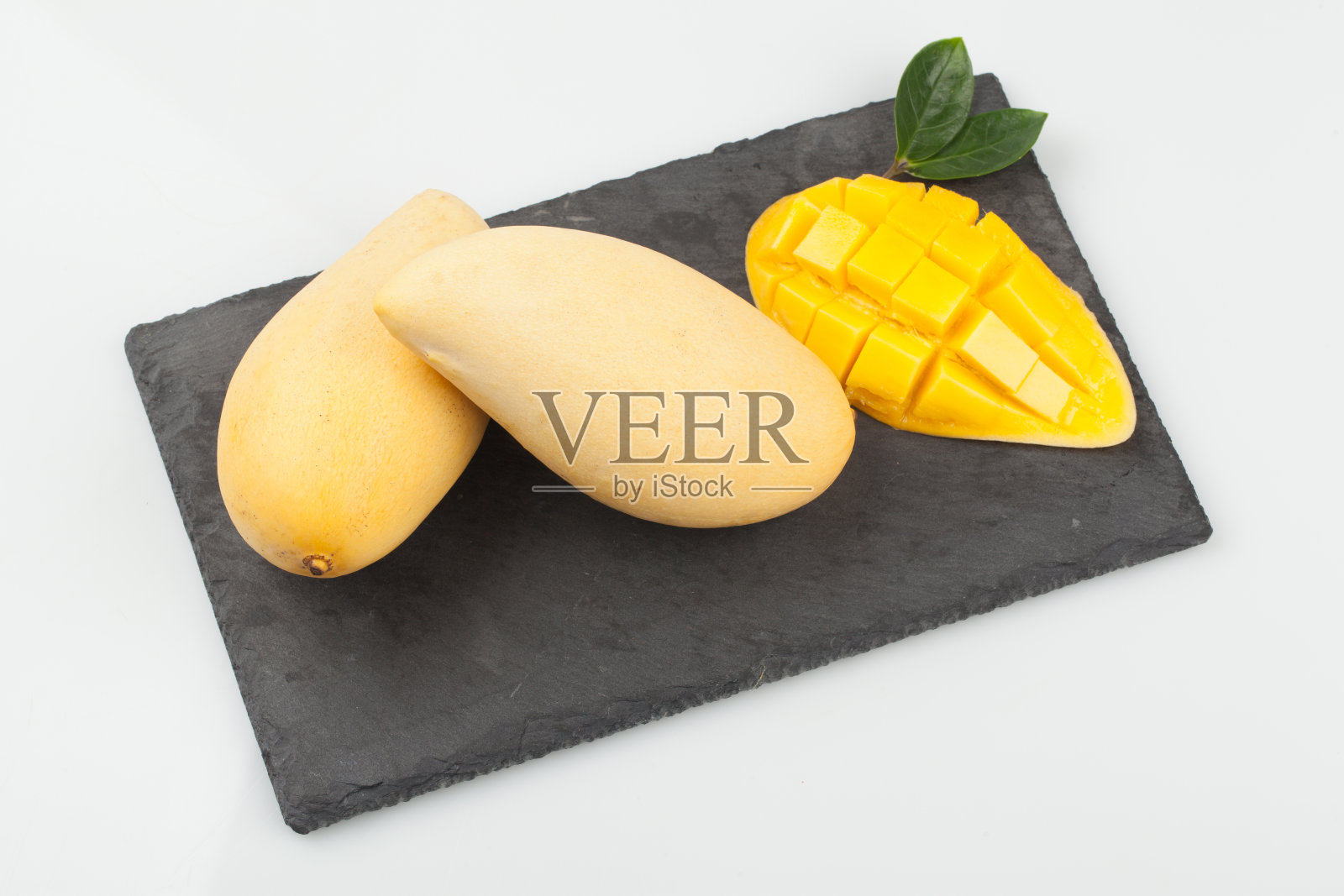 芒果是漆树科的常青树。叶互生，厚披针形，无毛。照片摄影图片